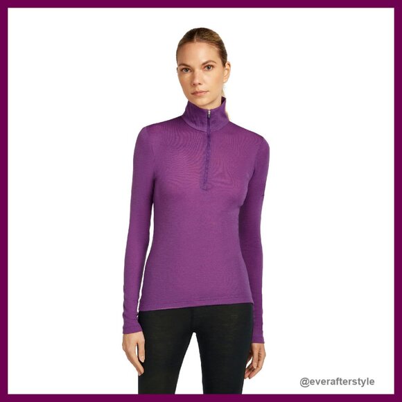 Merino Wool Long Sleeve Half Zip Thermal Top Slim Fit Classic Active